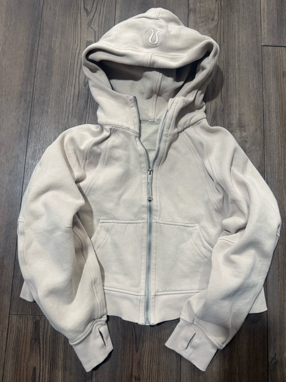 Lululemon Scuba Hoodie Full Zip Beige Tan XS/S Cozy Thick Zip Up
